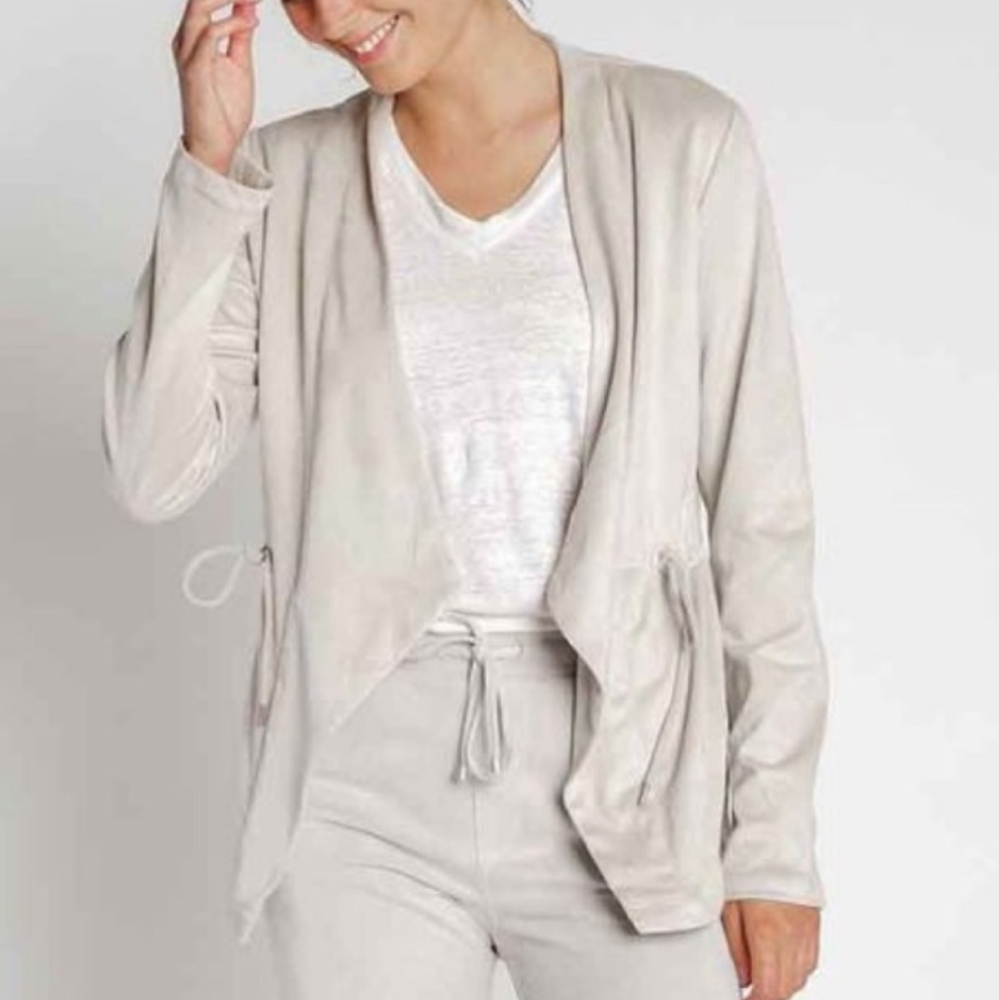 Thread & supply suede cardigan jacket with drawstring